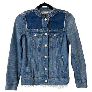 Madewell Collarless Denim Jacket in Thunder Cloud Wash Size XXS 00 XS